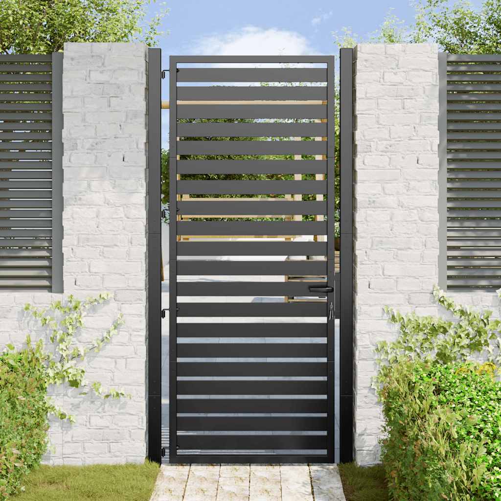 Garden Gate Lockable Black 100x200 cm Aluminium