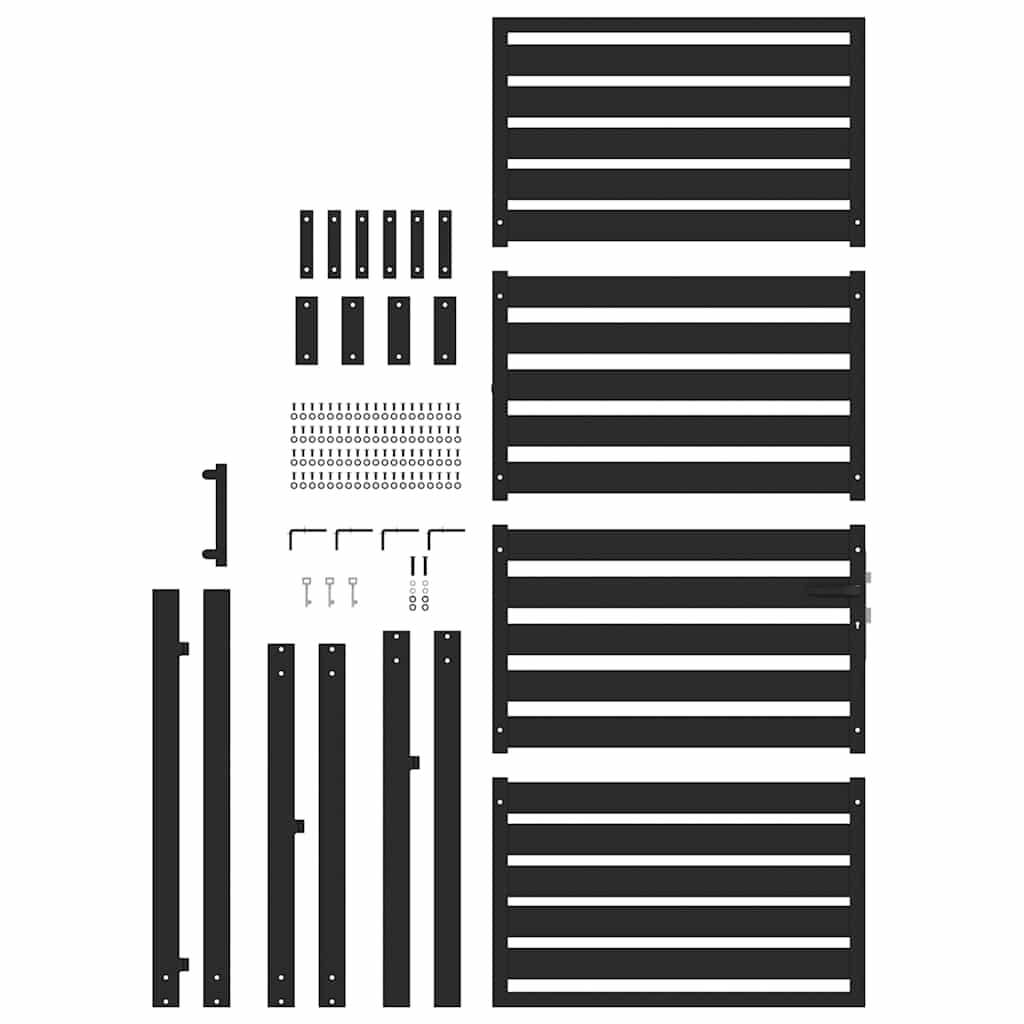Garden Gate Lockable Black 100x200 cm Aluminium