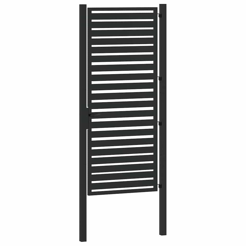Garden Gate Lockable Black 100x200 cm Aluminium