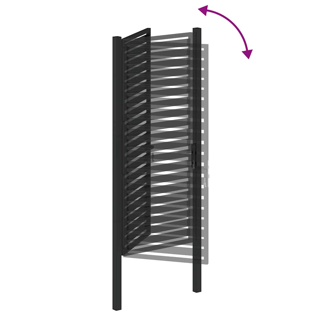 Garden Gate Lockable Black 100x200 cm Aluminium