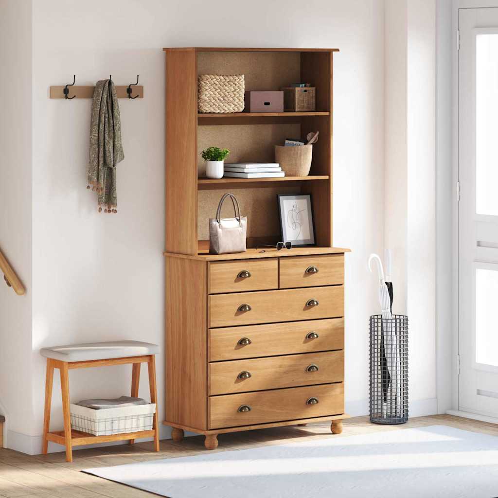 Hutch with Shelf ASKIM Brown 91 x 40 x 200.5 cm Solid Pine wood