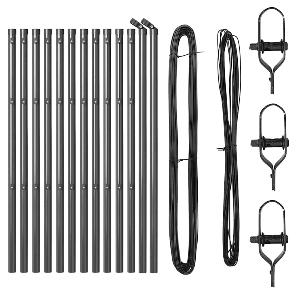 Fence Posts Manual 13 pcs Grey Ø32mm 120 cm Galvanised steel