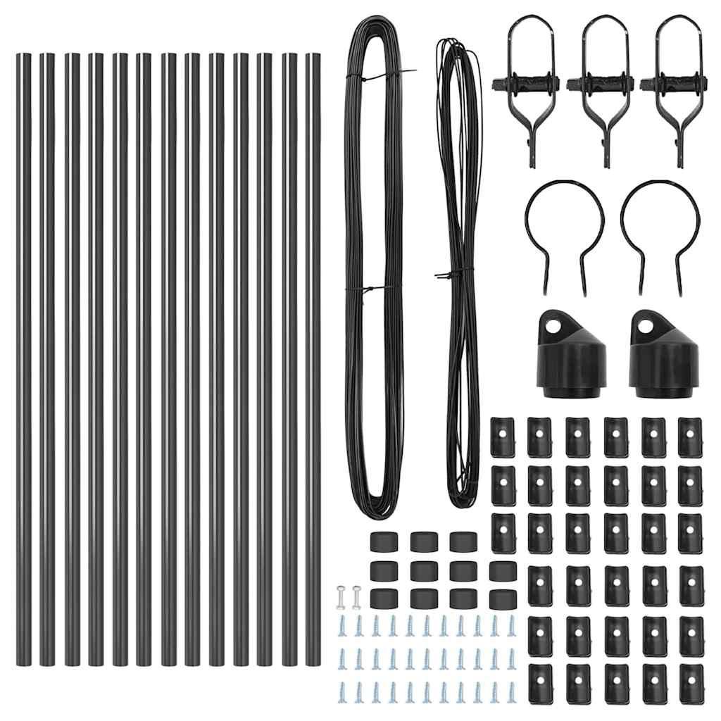 Fence Posts Manual 13 pcs Grey Ø32mm 120 cm Galvanised steel