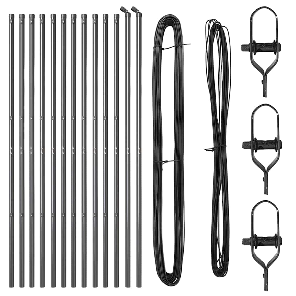 Fence Posts Manual 13 pcs Grey Ø32mm 210 cm Galvanised steel