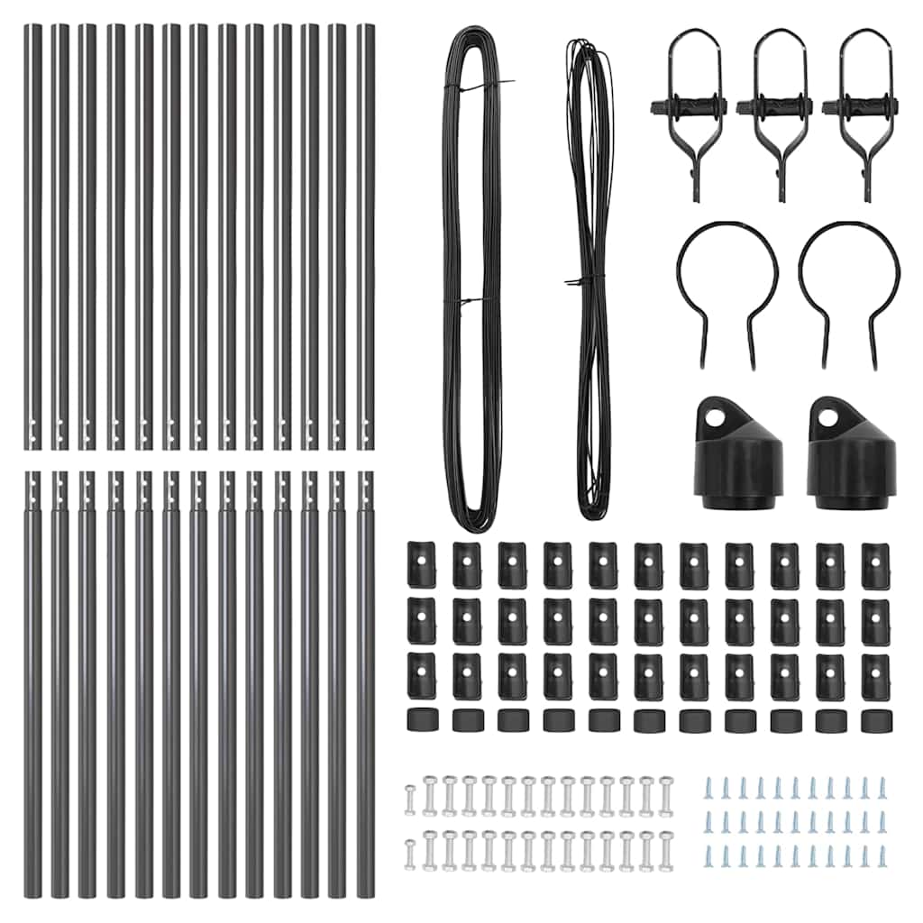 Fence Posts Manual 13 pcs Grey Ø32mm 210 cm Galvanised steel