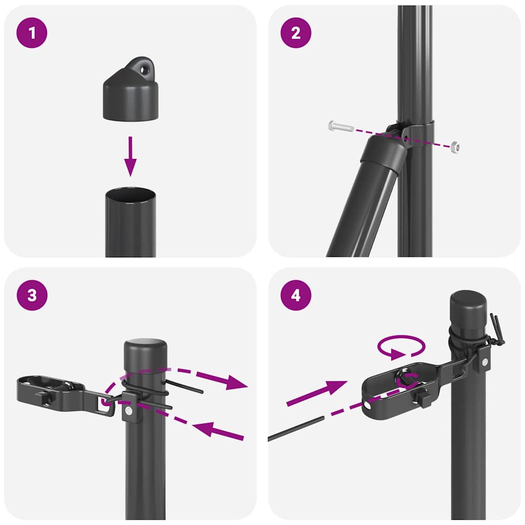 Fence Posts Manual 13 pcs Grey Ø32mm 210 cm Galvanised steel