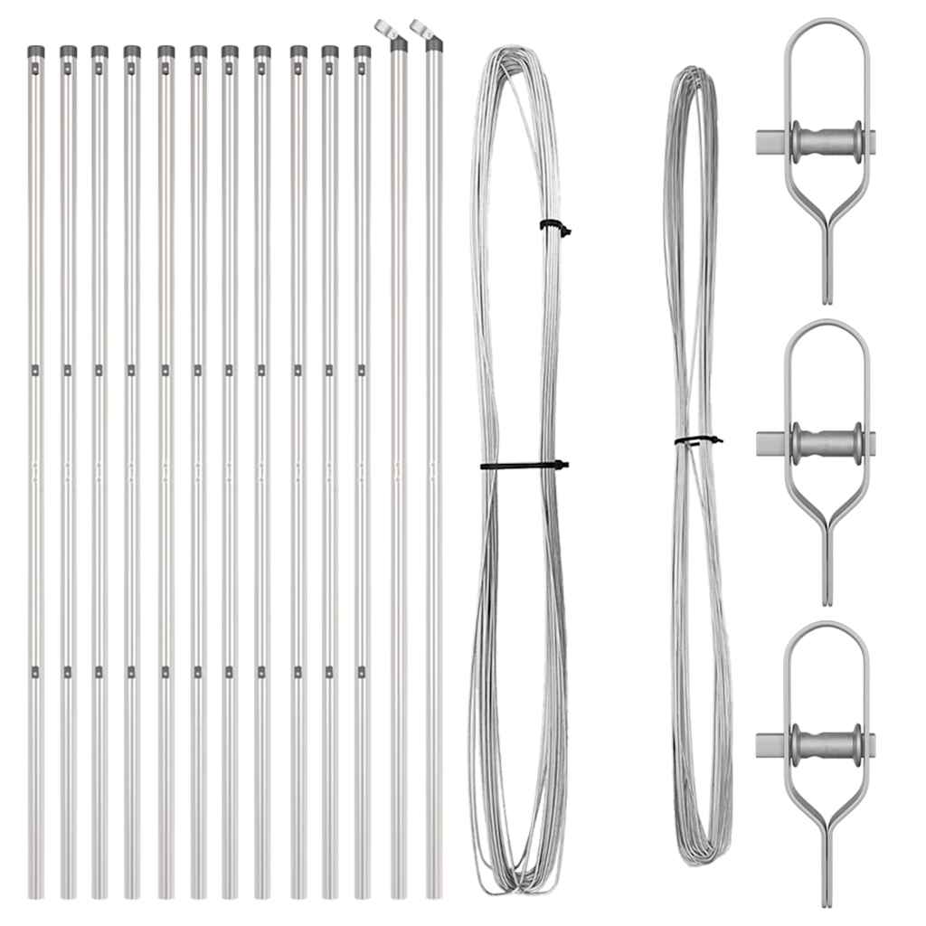 Fence Posts Manual 13 pcs Silver Ø32mm 190 cm Galvanised steel