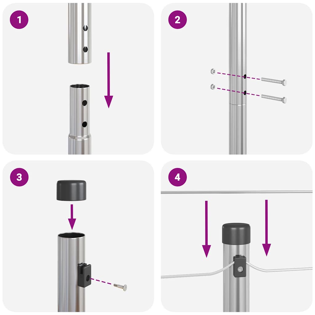 Fence Posts Manual 13 pcs Silver Ø32mm 190 cm Galvanised steel