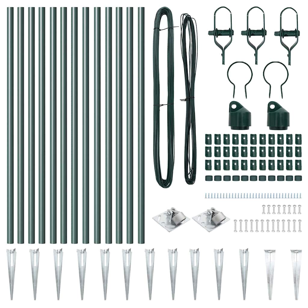 Fence Posts Manual 13 pcs Green Ø32mm 100 cm Galvanised steel