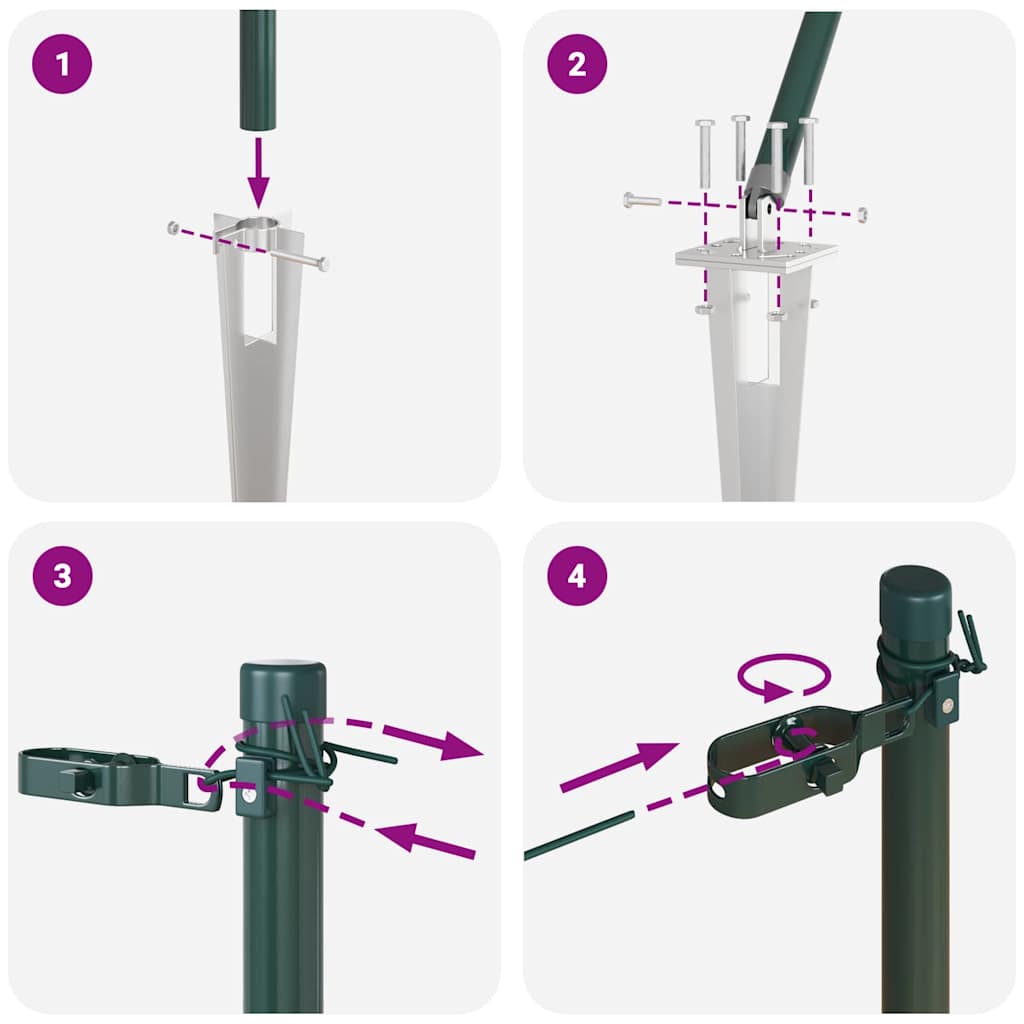 Fence Posts Manual 13 pcs Green Ø32mm 160 cm Galvanised steel