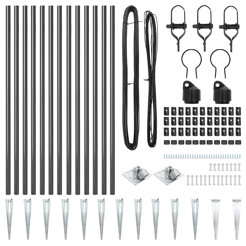 Fence Posts Manual 13 pcs Grey Ø32mm 100 cm Galvanised steel
