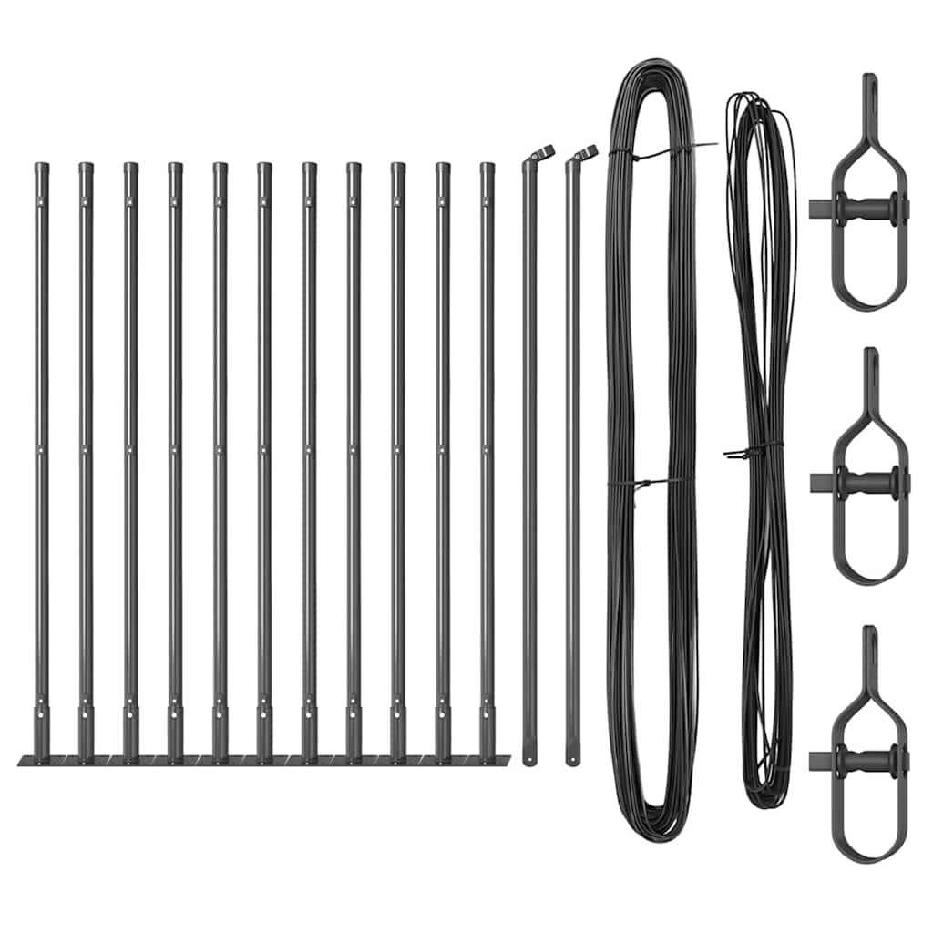 Fence Posts Manual 13 pcs Grey Ø32mm 50 cm Galvanised steel