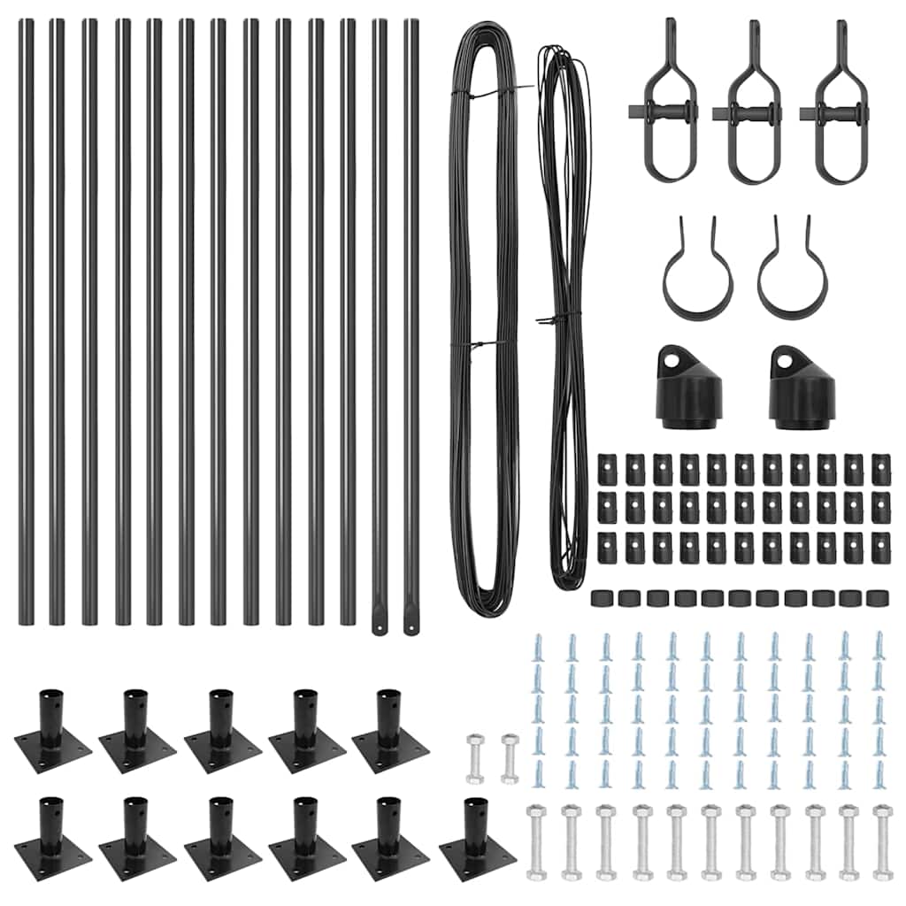 Fence Posts Manual 13 pcs Grey Ø32mm 110 cm Galvanised steel