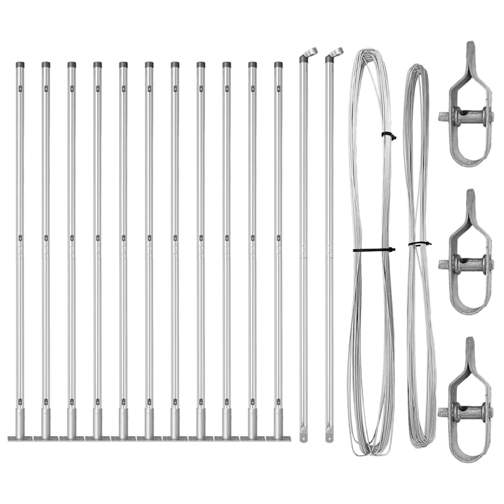 Fence Posts Manual 13 pcs Silver Ø32mm 160 cm Galvanised steel
