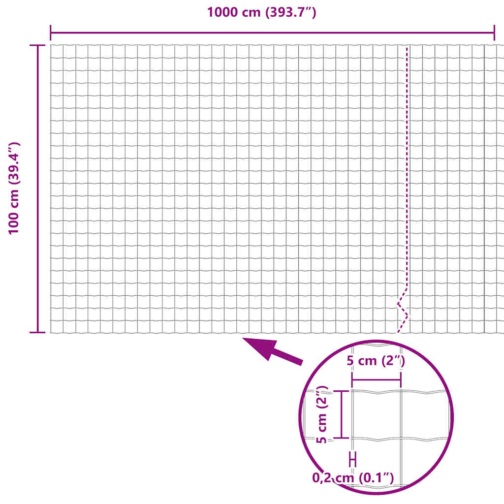 Euro Fence Silver 1 x 10 m Hot dip galvanized iron