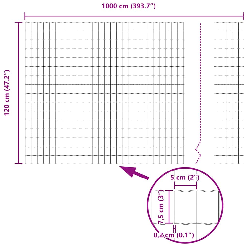 Euro Fence Silver 1.2 x 10 m Hot dip galvanized iron