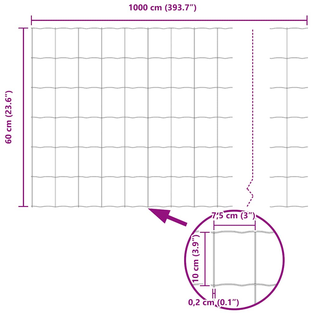Euro Fence Silver 0.6 x 10 m Hot dip galvanized iron