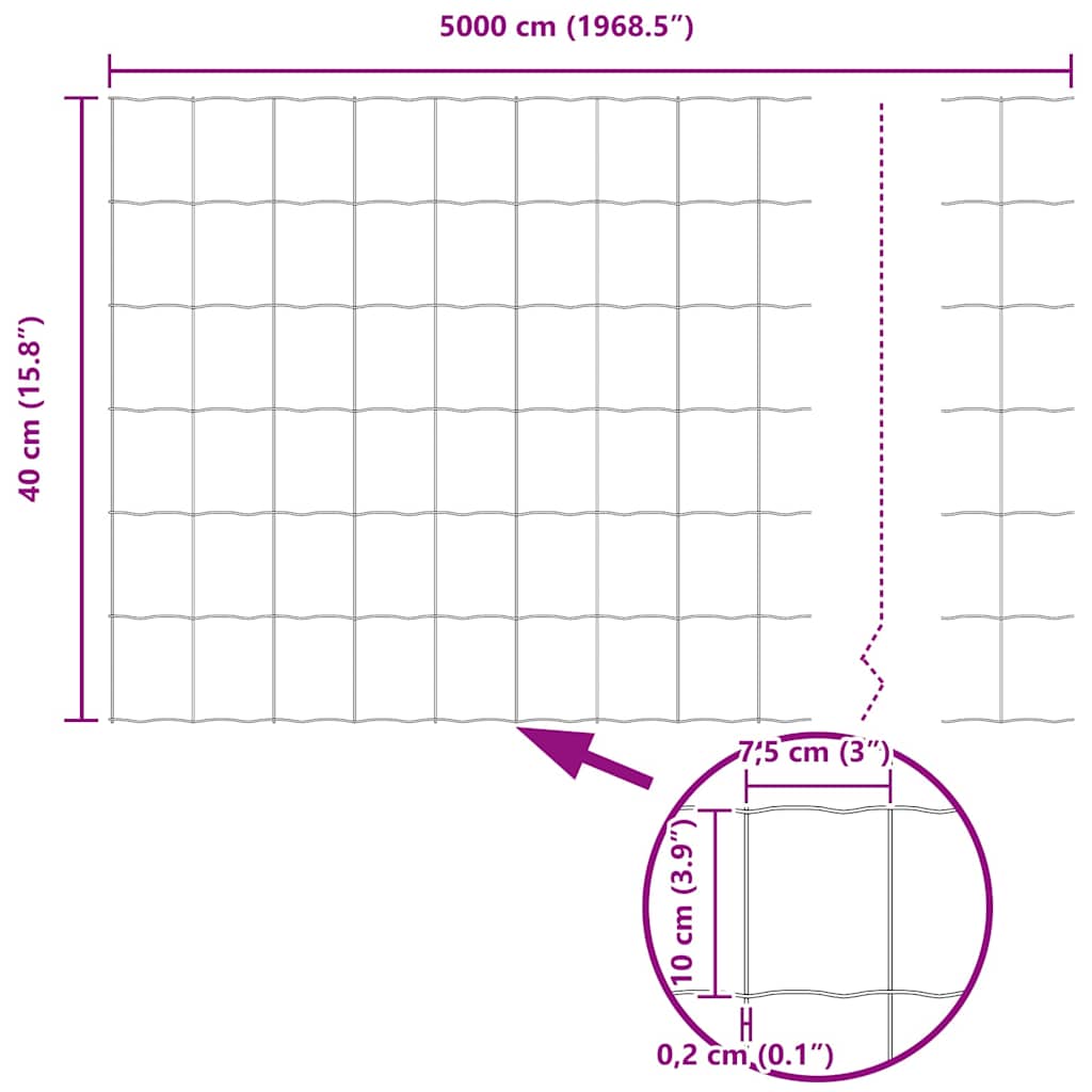 Euro Fence Silver 0.4 x 50 m Hot dip galvanized iron