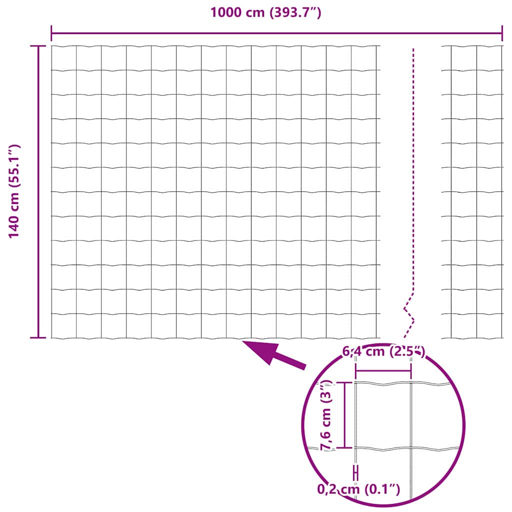 Euro Fence Silver 1.4 x 10 m Hot dip galvanized iron