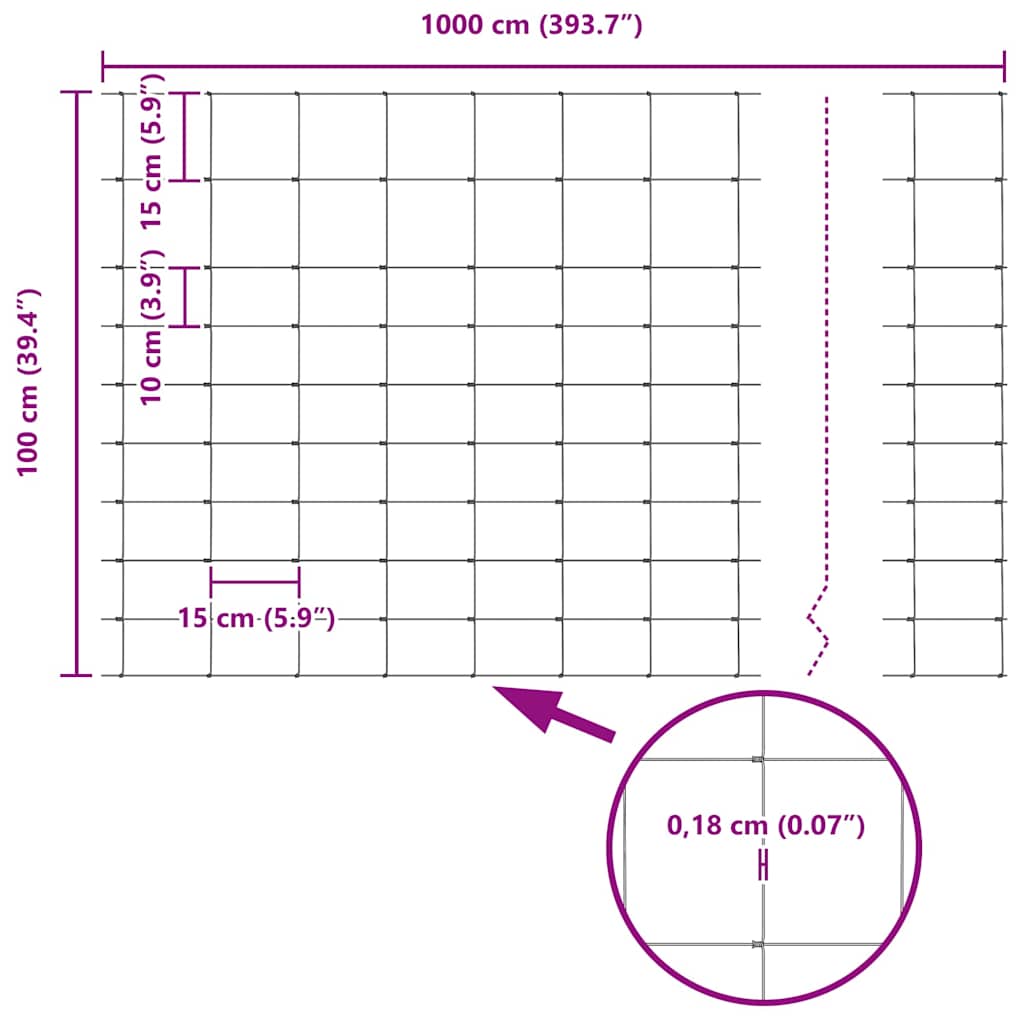 Field Fence Grey 1 x 10 m Steel