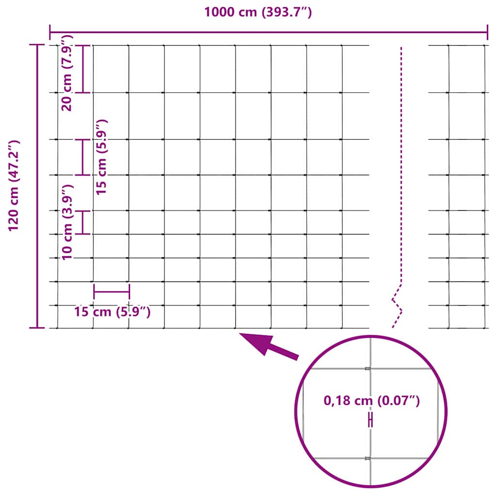 Field Fence Grey 1.2 x 10 m Steel