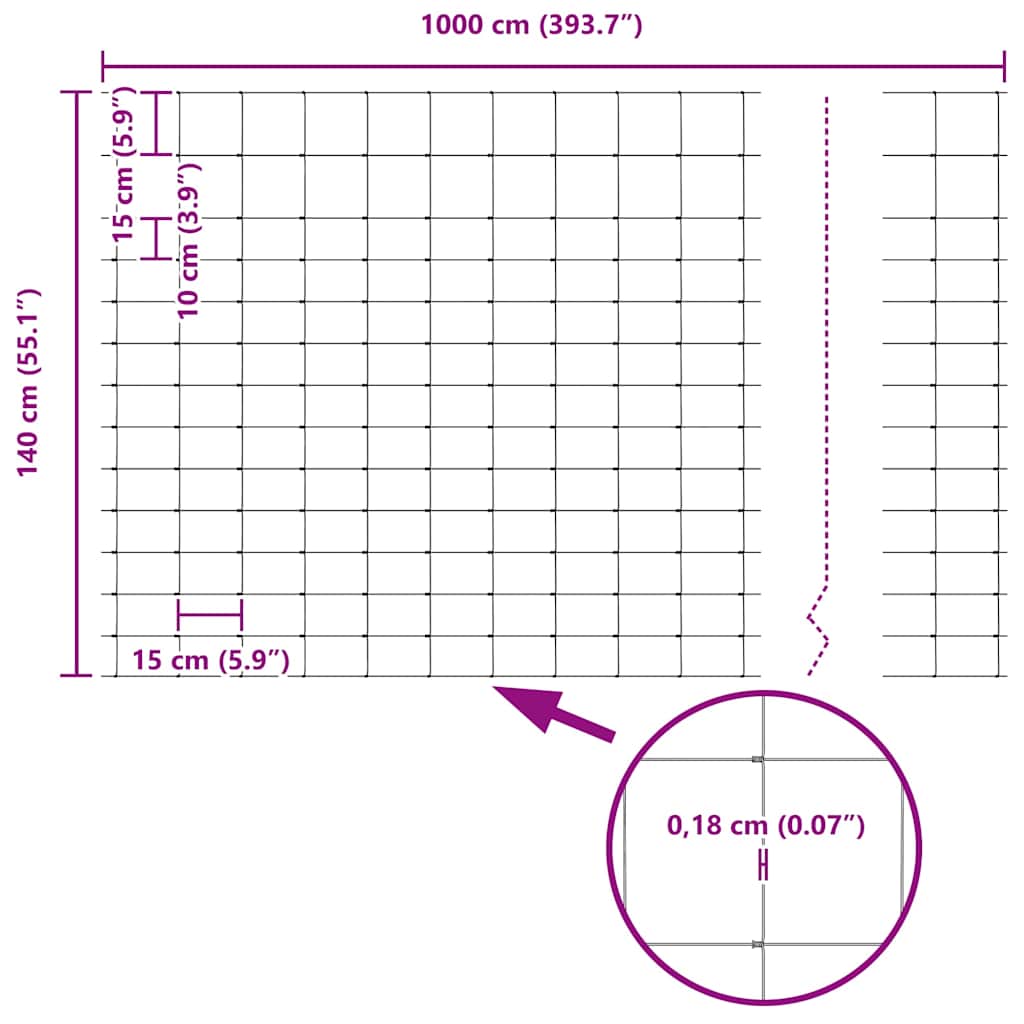 Field Fence Grey 1.4 x 10 m Steel