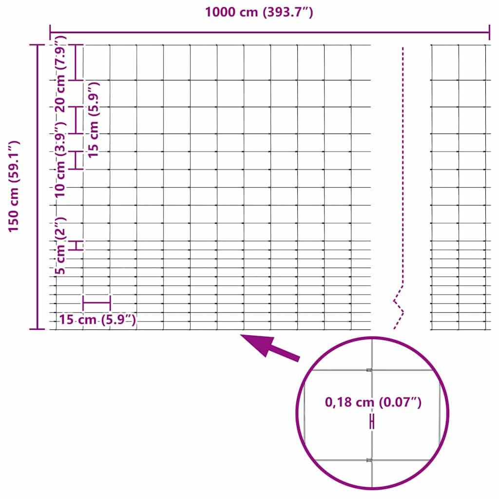 Field Fence Grey 1.6 x 10 m Steel