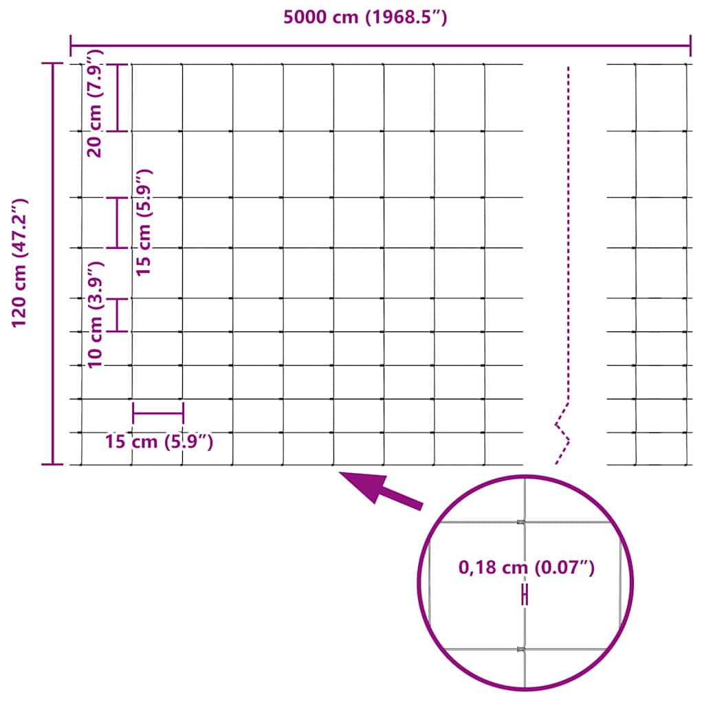 Field Fence Silver 50 x 1.2 m Galvanised steel