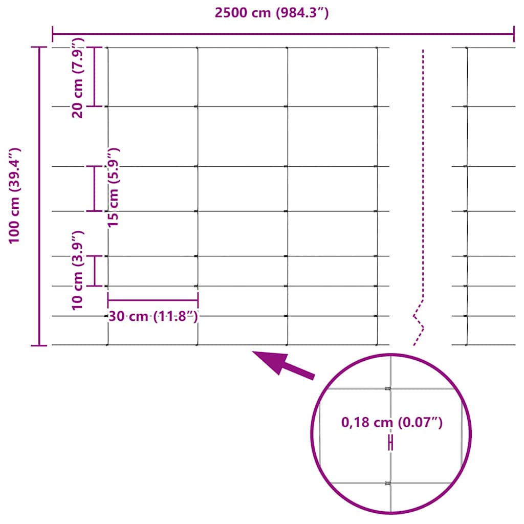 Field Fence Silver 100 x 1 m Galvanised steel