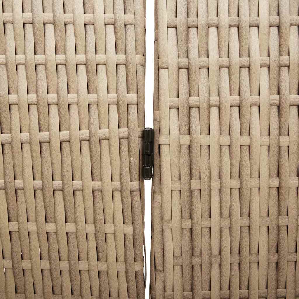 Room Divider Folding Manual Beige 147 x 180 cm Poly Rattan