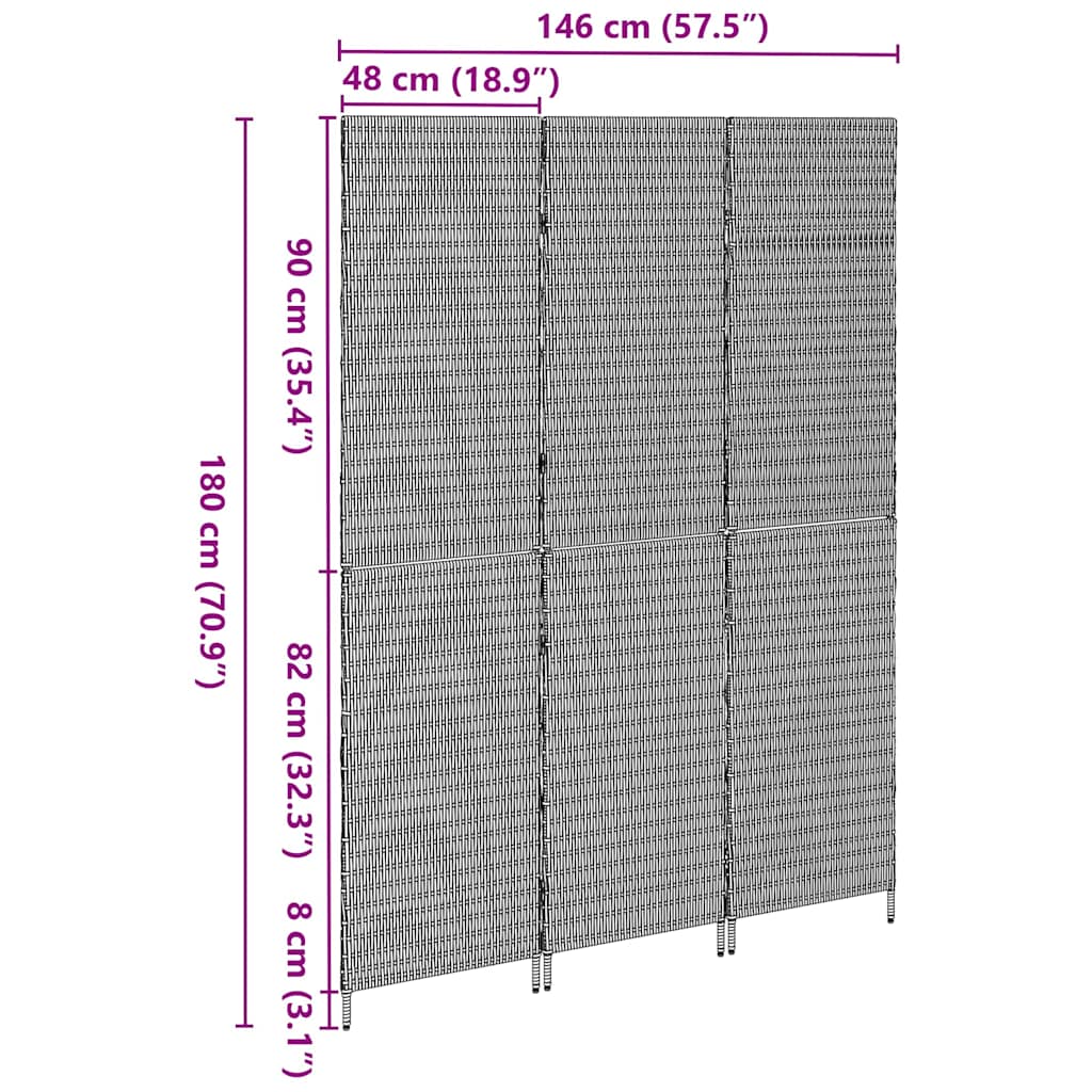 Room Divider Folding Manual Beige 147 x 180 cm Poly Rattan