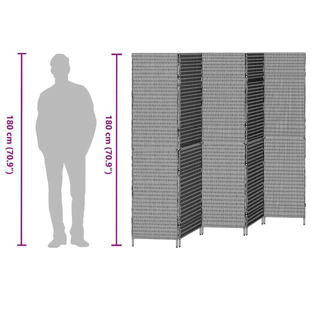 Room Divider Folding Manual Beige 242 x 180 cm Poly Rattan