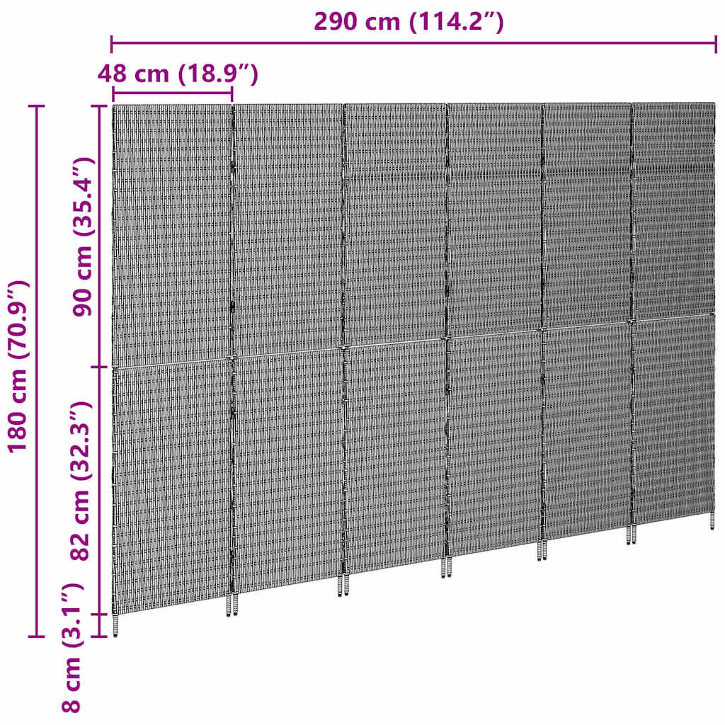 Room Divider Folding Manual Beige 292 x 180 cm Poly Rattan