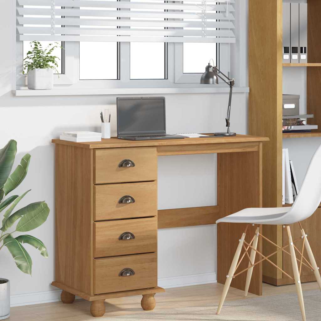 Desk with Drawer ASKIM Brown 95 x 40 x 75 cm Solid pine wood