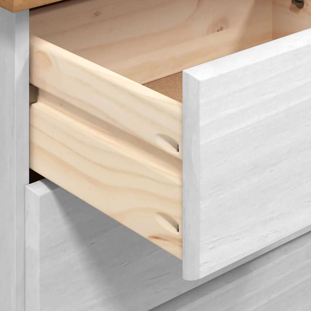 Desk with Drawer ASKIM White 95 x 40 x 75 cm Solid pine wood
