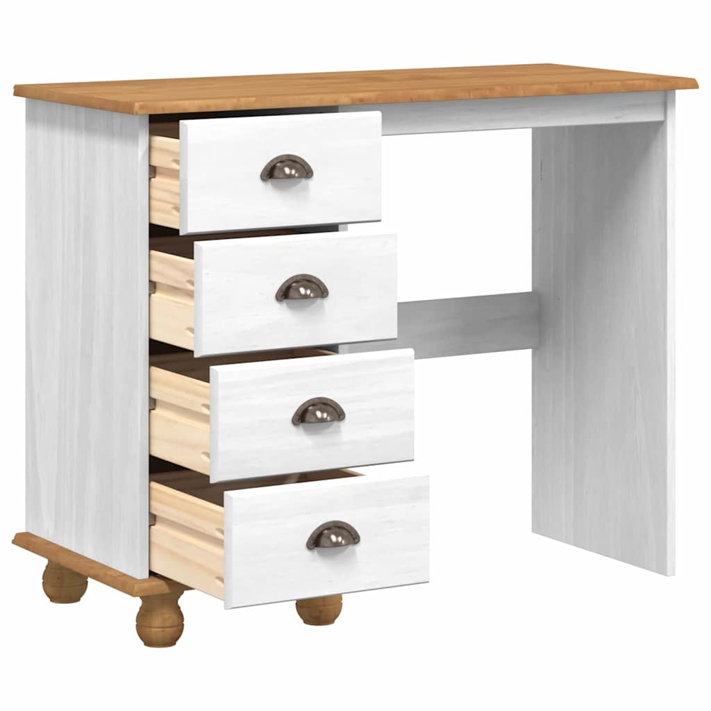 Desk with Drawer ASKIM White 95 x 40 x 75 cm Solid pine wood