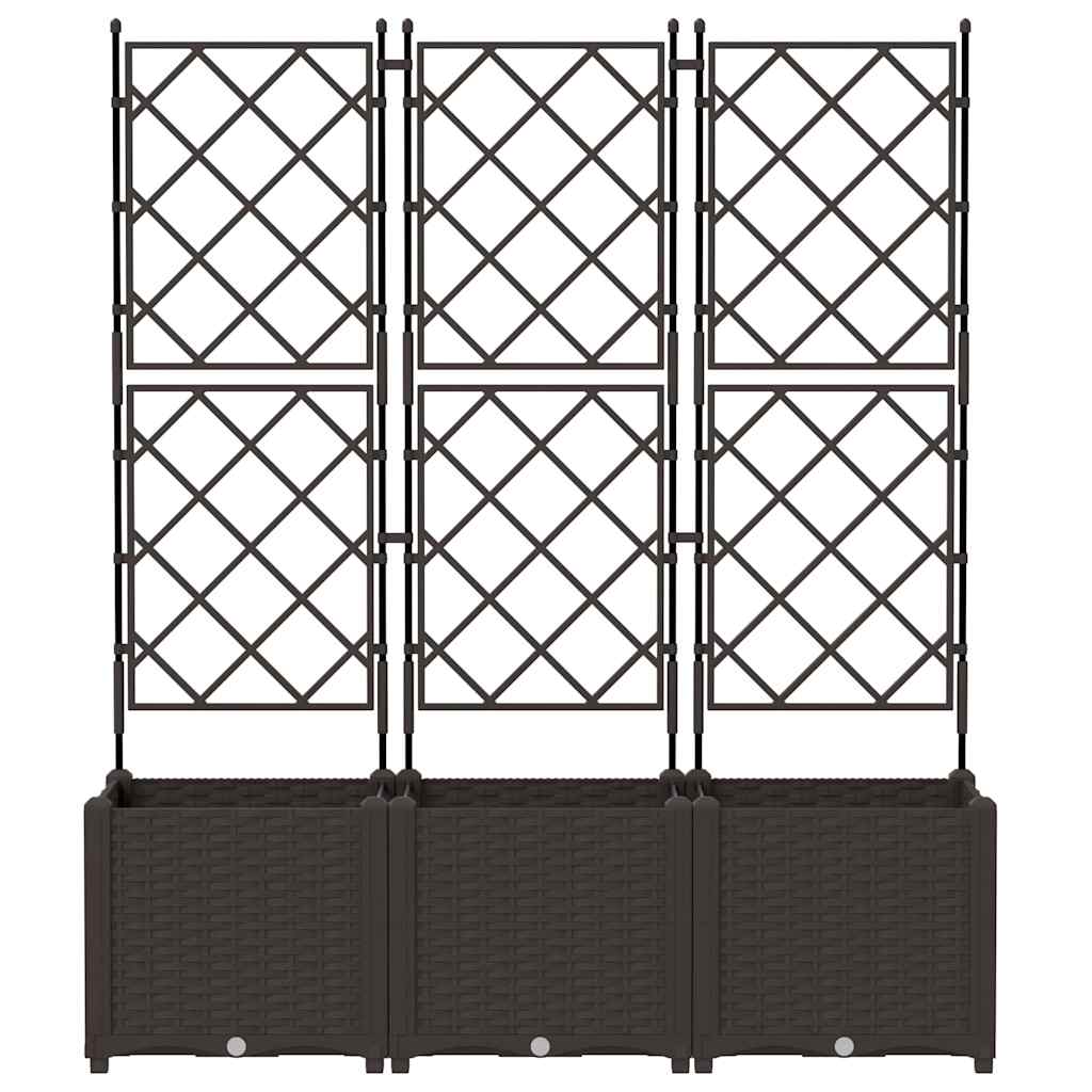 Garden Planter with Trellis 3 pcs Brown 120 x 40 x 143 cm PP