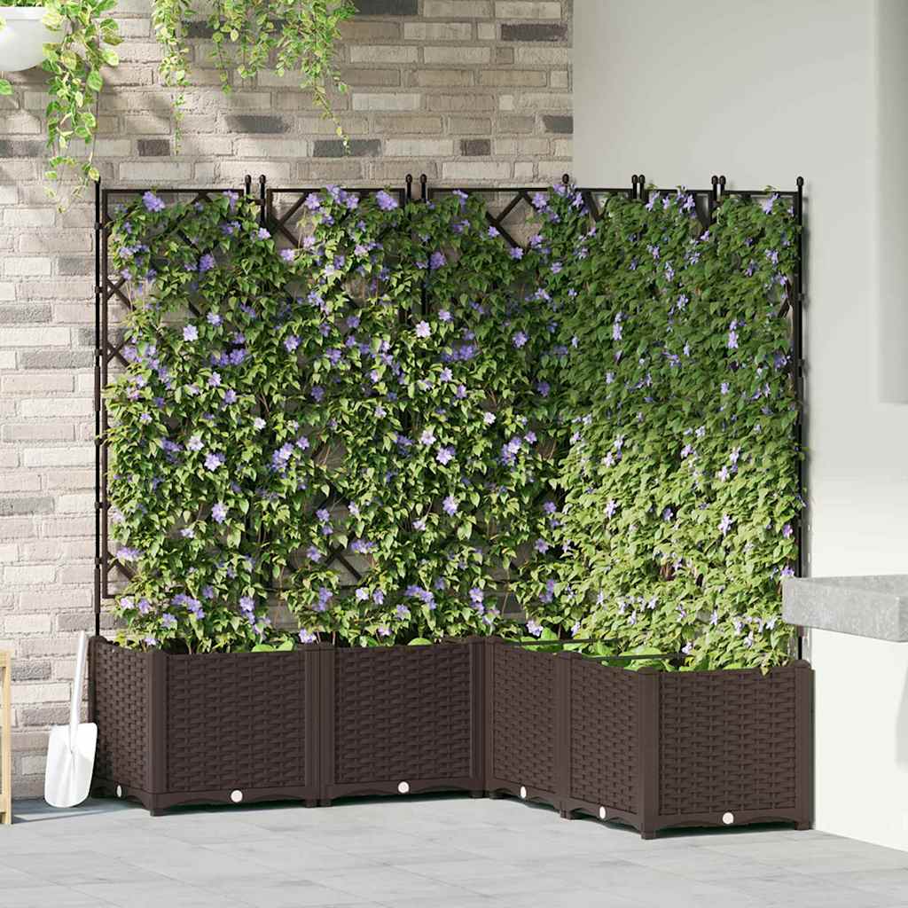 Garden Planter with Trellis 5 pcs Brown 120 x 120 x 143 cm PP
