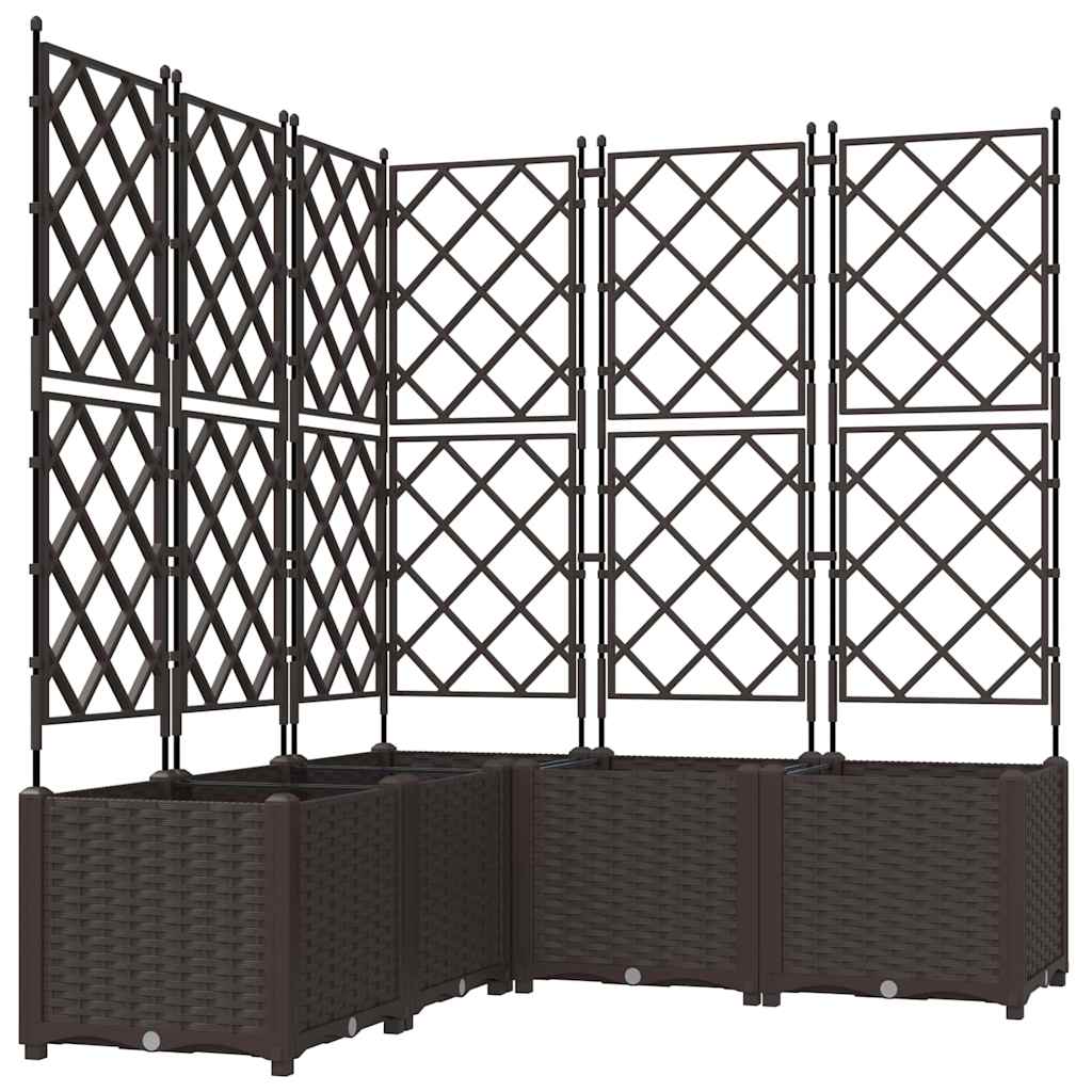 Garden Planter with Trellis 5 pcs Brown 120 x 120 x 143 cm PP