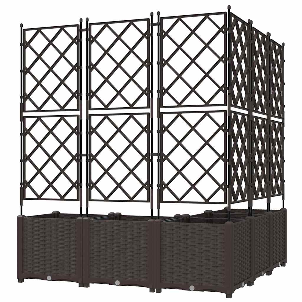 Garden Planter with Trellis 5 pcs Brown 120 x 120 x 143 cm PP
