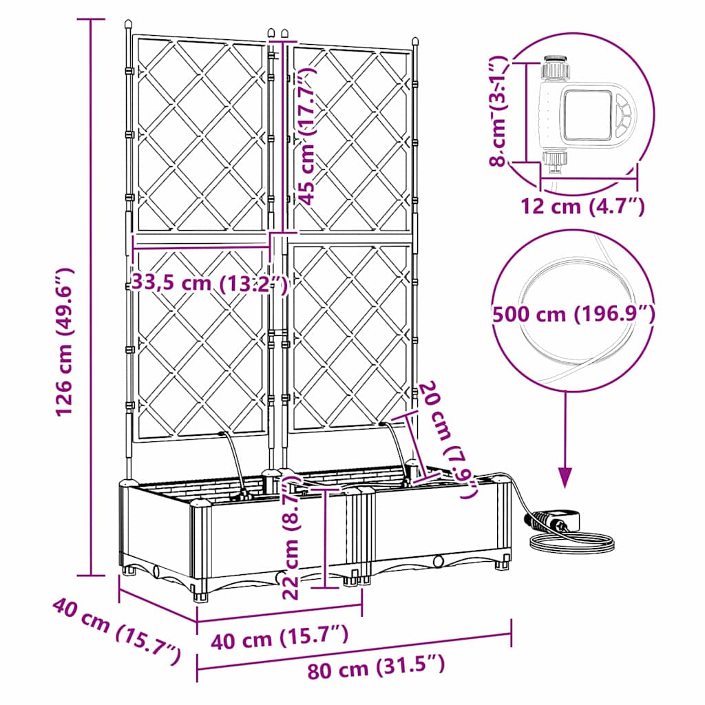 Garden Brown 80 x 40 x 126 cm Steel