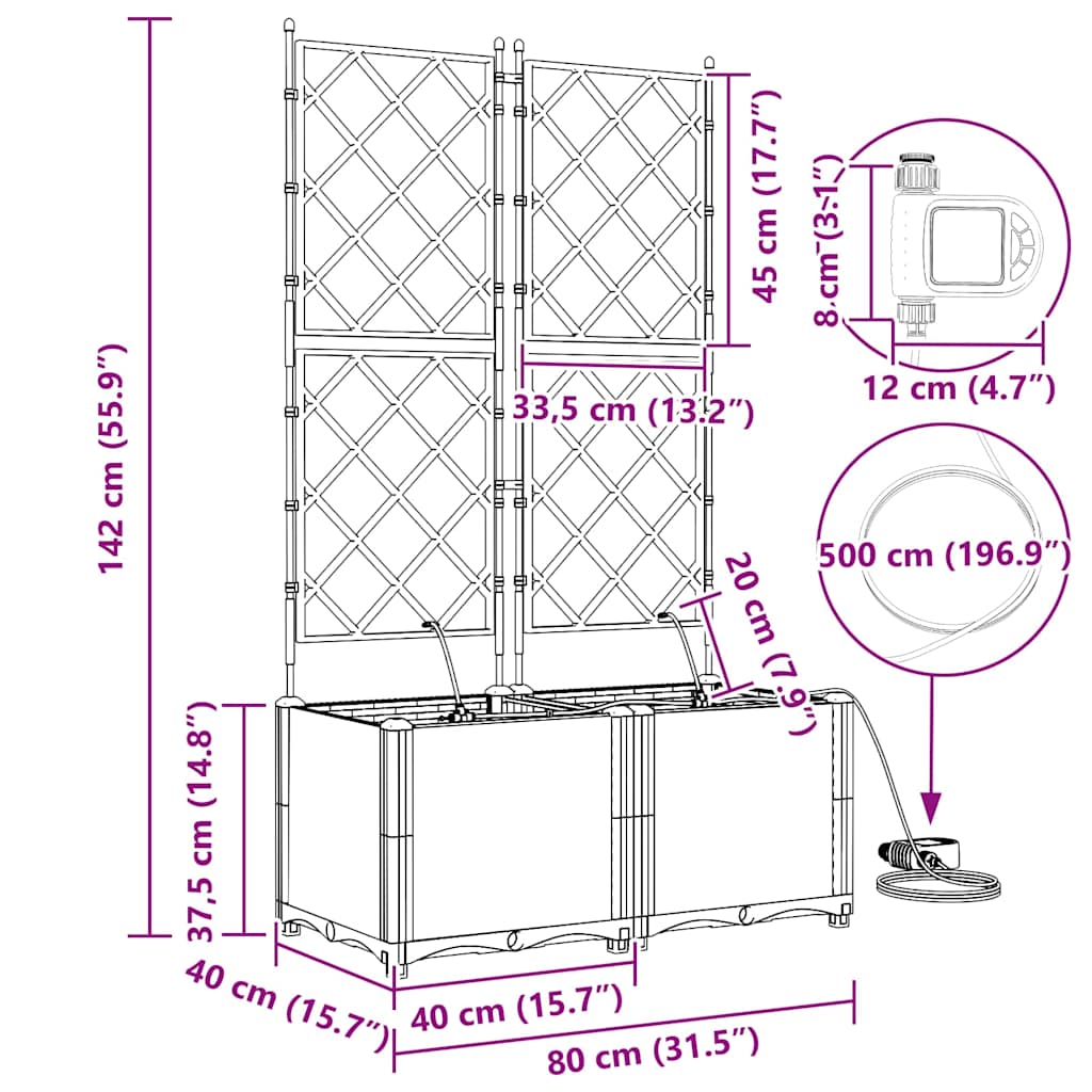 Garden Brown 80 x 40 x 142 cm Steel