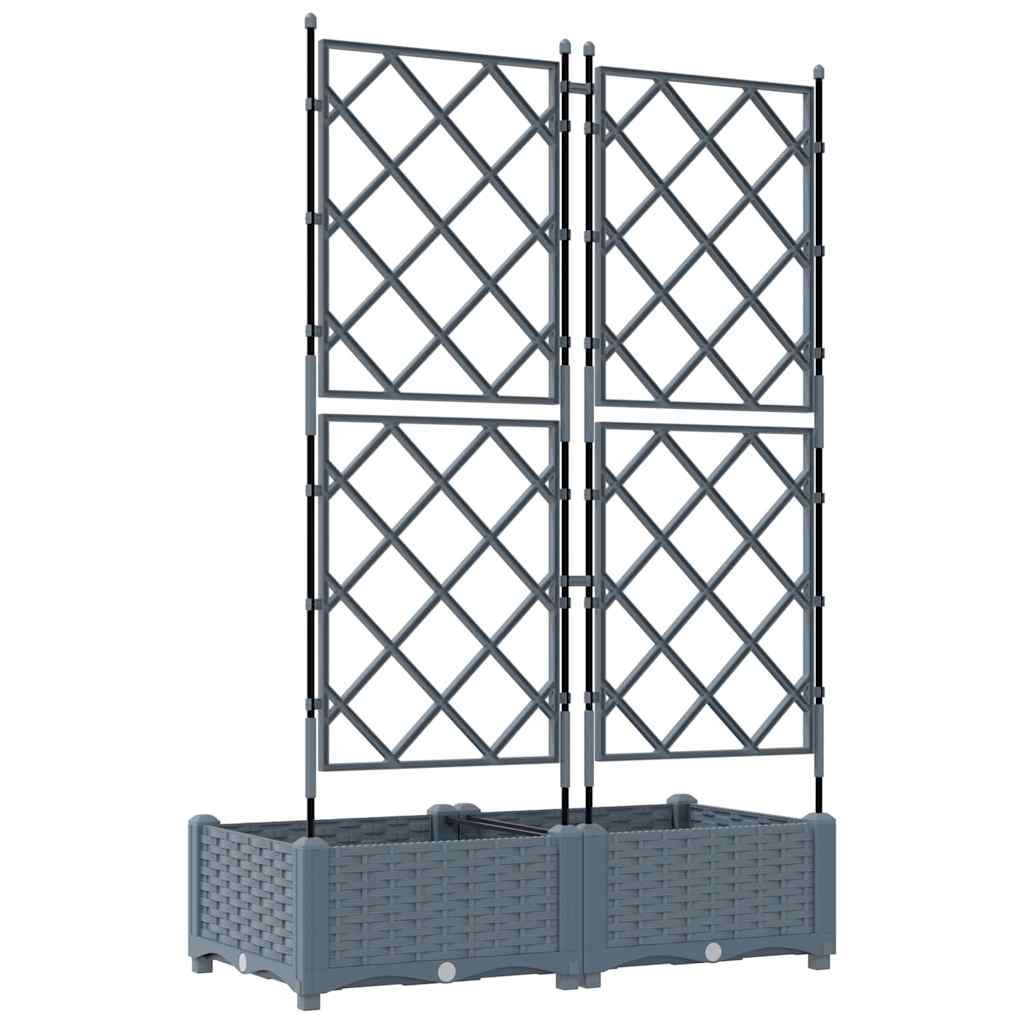 Garden Planter with Trellis 2 pcs Light grey 80 x 40 x 125.5 cm