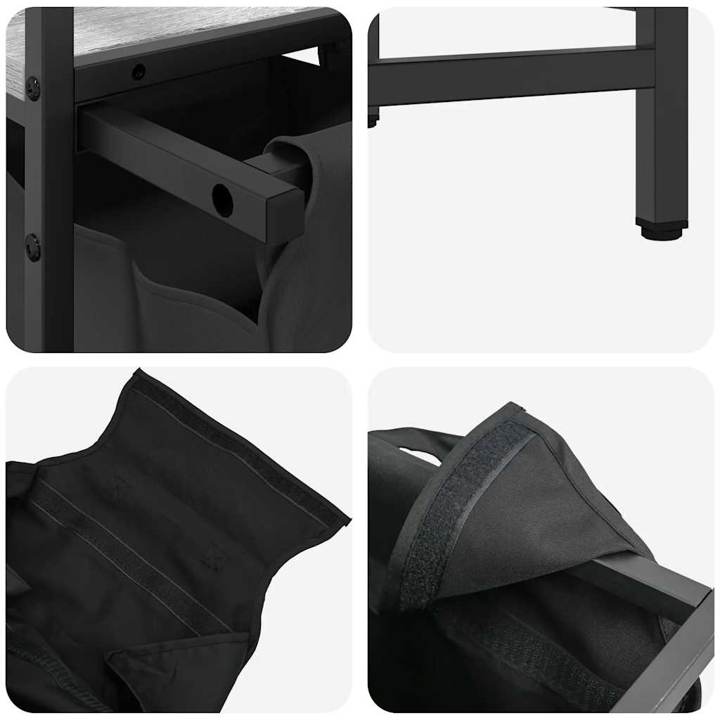 Laundry Basket 3 Compartments with Shelf Grey Sonoma