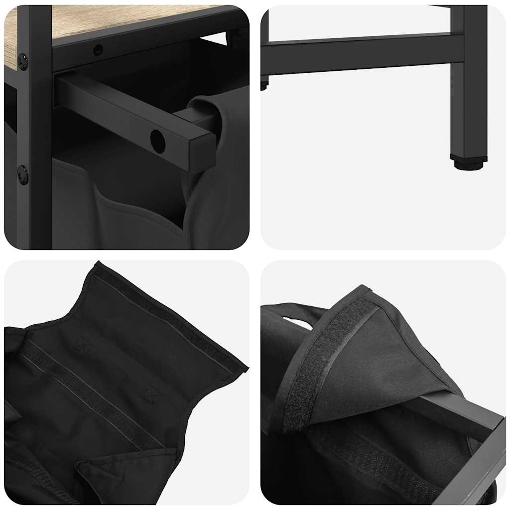 Laundry Basket 2 Compartments with Shelf Sonoma Oak