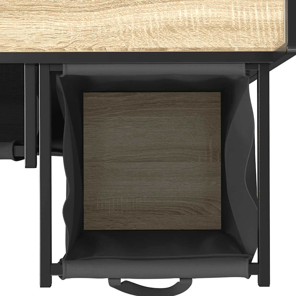 Laundry Basket 3 Compartments with Wheels Sonoma Oak