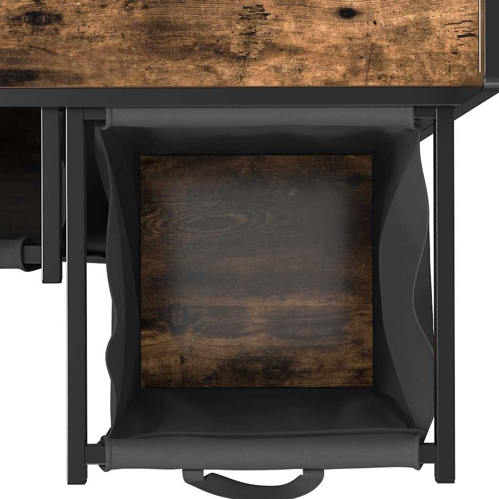 Laundry Basket 2 Compartments with Wheels Smoked Oak