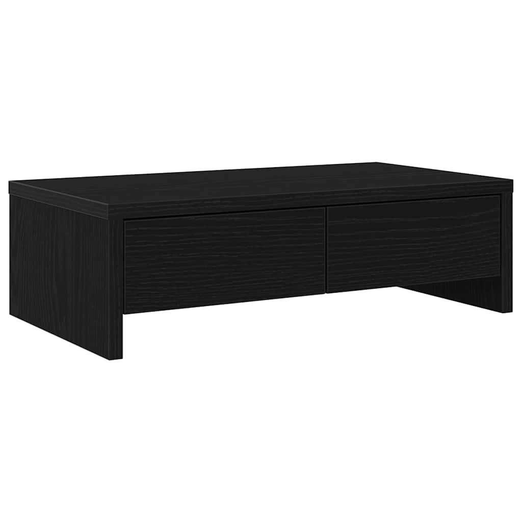 Monitor Stand with Drawers Black Oak 50x27x15 cm Engineered Wood