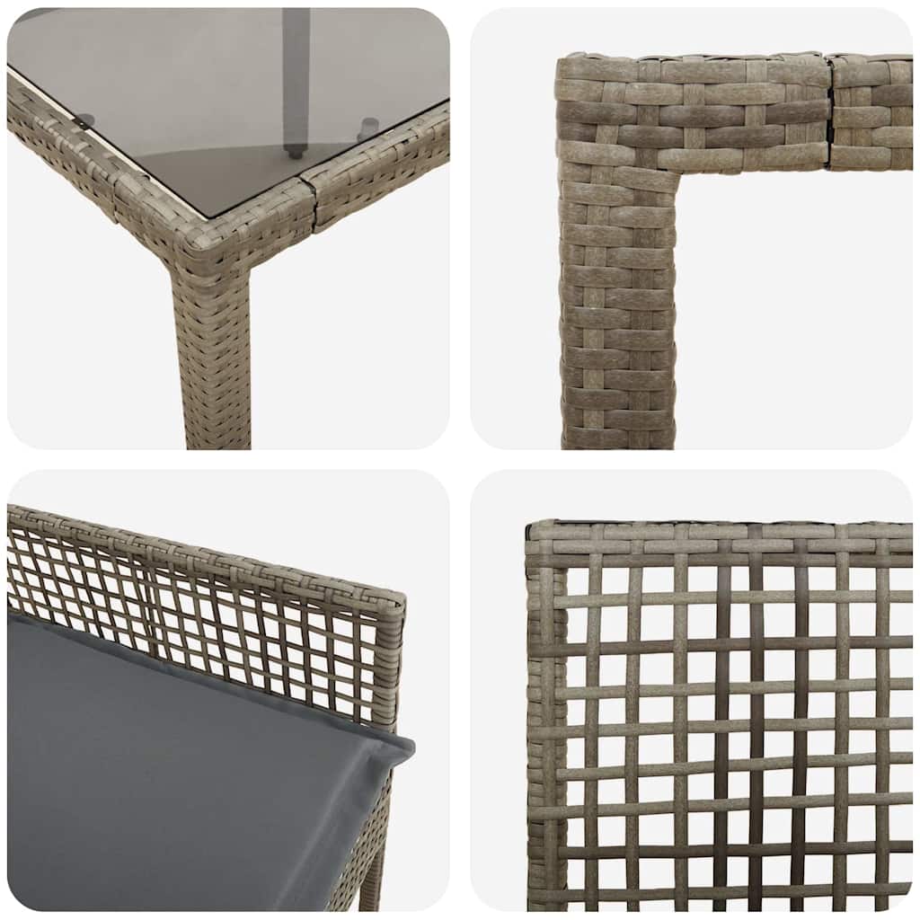 Garden Dining Set 9 pcs Grey Poly rattan