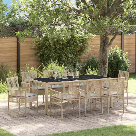 Garden Dining Set 9 pcs Beige Poly rattan